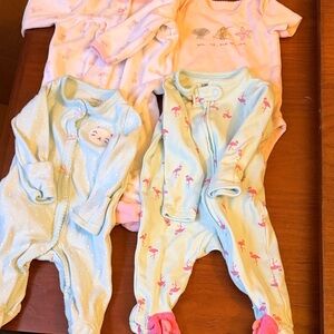 🍀Adorable Flamingo and Cat Print Kids One Pieces Carter’s Lot